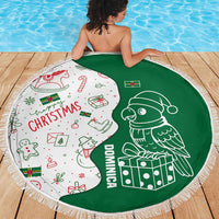 Dominica Christmas Beach Blanket with Parrot Gift Box and Festive Pattern Design - Wonder Print Shop