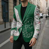 Dominica Christmas Blazer with Parrot Gift Box and Festive Pattern Design - Wonder Print Shop
