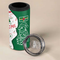 Dominica Christmas 4 in 1 Can Cooler Tumbler with Parrot Gift Box and Festive Pattern Design - Wonder Print Shop