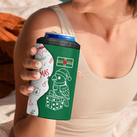 Dominica Christmas 4 in 1 Can Cooler Tumbler with Parrot Gift Box and Festive Pattern Design - Wonder Print Shop