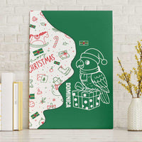 Dominica Christmas Canvas Wall Art with Parrot Gift Box and Festive Pattern Design - Wonder Print Shop
