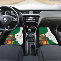 Dominica Christmas Car Mats with Parrot Gift Box and Festive Pattern Design - Wonder Print Shop