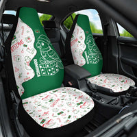 Dominica Christmas Car Seat Cover with Parrot Gift Box and Festive Pattern Design - Wonder Print Shop