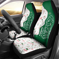 Dominica Christmas Car Seat Cover with Parrot Gift Box and Festive Pattern Design - Wonder Print Shop