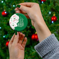 Dominica Christmas Ceramic Ornament with Parrot Gift Box and Festive Pattern Design - Wonder Print Shop