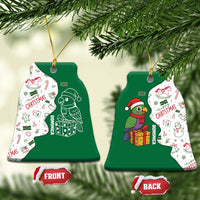 Dominica Christmas Ceramic Ornament with Parrot Gift Box and Festive Pattern Design - Wonder Print Shop