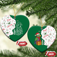 Dominica Christmas Ceramic Ornament with Parrot Gift Box and Festive Pattern Design - Wonder Print Shop