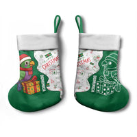 Dominica Christmas Stocking with Parrot Gift Box and Festive Pattern Design - Wonder Print Shop