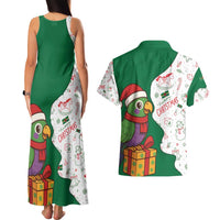 Dominica Christmas Couples Matching Tank Maxi Dress and Hawaiian Shirt with Parrot Gift Box and Festive Pattern Design - Wonder Print Shop