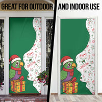 Dominica Christmas Door Cover with Parrot Gift Box and Festive Pattern Design - Wonder Print Shop