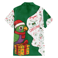 Dominica Christmas Family Matching Off The Shoulder Long Sleeve Dress and Hawaiian Shirt with Parrot Gift Box and Festive Pattern Design - Wonder Print Shop