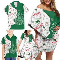 Dominica Christmas Family Matching Off Shoulder Short Dress and Hawaiian Shirt with Parrot Gift Box and Festive Pattern Design - Wonder Print Shop