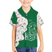 Dominica Christmas Family Matching Puletasi and Hawaiian Shirt with Parrot Gift Box and Festive Pattern Design - Wonder Print Shop