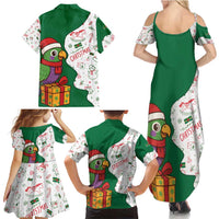 Dominica Christmas Family Matching Summer Maxi Dress and Hawaiian Shirt with Parrot Gift Box and Festive Pattern Design - Wonder Print Shop
