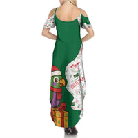 Dominica Christmas Family Matching Summer Maxi Dress and Hawaiian Shirt with Parrot Gift Box and Festive Pattern Design - Wonder Print Shop