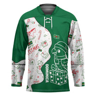 Dominica Christmas Hockey Jersey with Parrot Gift Box and Festive Pattern Design - Wonder Print Shop