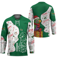 Dominica Christmas Hockey Jersey with Parrot Gift Box and Festive Pattern Design - Wonder Print Shop