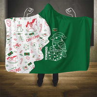 Dominica Christmas Hooded Blanket with Parrot Gift Box and Festive Pattern Design - Wonder Print Shop
