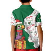 Dominica Christmas Kid Polo Shirt with Parrot Gift Box and Festive Pattern Design - Wonder Print Shop