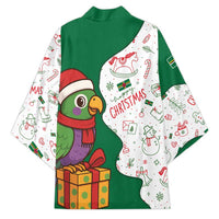 Dominica Christmas Kimono with Parrot Gift Box and Festive Pattern Design - Wonder Print Shop