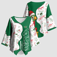 Dominica Christmas Kimono Sleeve Blouse with Parrot Gift Box and Festive Pattern Design - Wonder Print Shop