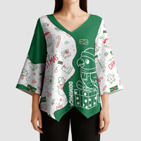 Dominica Christmas Kimono Sleeve Blouse with Parrot Gift Box and Festive Pattern Design - Wonder Print Shop