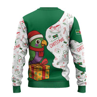 Dominica Christmas Ugly Christmas Sweater with Parrot Gift Box and Festive Pattern Design - Wonder Print Shop