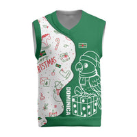 Dominica Christmas Knitted V-Neck Vest with Parrot Gift Box and Festive Pattern Design - Wonder Print Shop