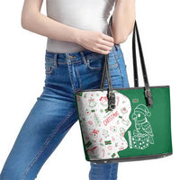 Dominica Christmas Leather Tote Bag with Parrot Gift Box and Festive Pattern Design - Wonder Print Shop