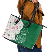 Dominica Christmas Leather Tote Bag with Parrot Gift Box and Festive Pattern Design - Wonder Print Shop