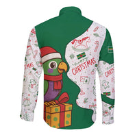 Dominica Christmas Long Sleeve Button Shirt with Parrot Gift Box and Festive Pattern Design - Wonder Print Shop