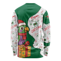 Dominica Christmas Long Sleeve Shirt with Parrot Gift Box and Festive Pattern Design - Wonder Print Shop