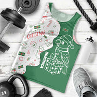 Dominica Christmas Men Tank Top with Parrot Gift Box and Festive Pattern Design - Wonder Print Shop