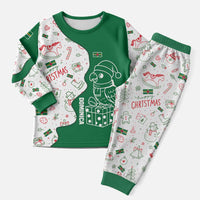 Dominica Christmas Pajama Set with Parrot Gift Box and Festive Pattern Design - Wonder Print Shop