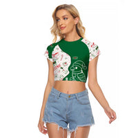 Dominica Christmas Raglan Cropped T Shirt with Parrot Gift Box and Festive Pattern Design - Wonder Print Shop