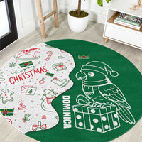 Dominica Christmas Round Carpet with Parrot Gift Box and Festive Pattern Design - Wonder Print Shop
