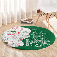 Dominica Christmas Round Carpet with Parrot Gift Box and Festive Pattern Design - Wonder Print Shop