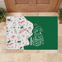 Dominica Christmas Rubber Doormat with Parrot Gift Box and Festive Pattern Design - Wonder Print Shop