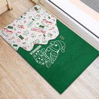 Dominica Christmas Rubber Doormat with Parrot Gift Box and Festive Pattern Design - Wonder Print Shop