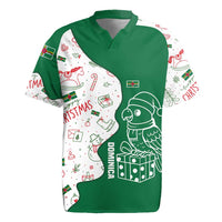 Dominica Christmas Rugby Jersey with Parrot Gift Box and Festive Pattern Design - Wonder Print Shop