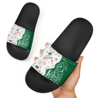 Dominica Christmas Slide Sandals with Parrot Gift Box and Festive Pattern Design - Wonder Print Shop