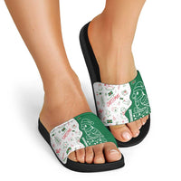Dominica Christmas Slide Sandals with Parrot Gift Box and Festive Pattern Design - Wonder Print Shop
