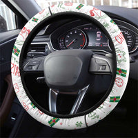 Dominica Christmas Steering Wheel Cover with Parrot Gift Box and Festive Pattern Design - Wonder Print Shop