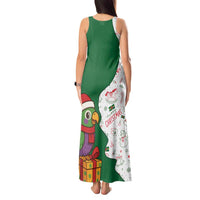 Dominica Christmas Tank Maxi Dress with Parrot Gift Box and Festive Pattern Design - Wonder Print Shop