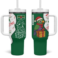 Dominica Christmas Tumbler With Handle with Parrot Gift Box and Festive Pattern Design - Wonder Print Shop