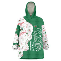 Dominica Christmas Wearable Blanket Hoodie with Parrot Gift Box and Festive Pattern Design - Wonder Print Shop
