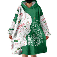 Dominica Christmas Wearable Blanket Hoodie with Parrot Gift Box and Festive Pattern Design - Wonder Print Shop