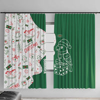 Dominica Christmas Window Curtain with Parrot Gift Box and Festive Pattern Design - Wonder Print Shop