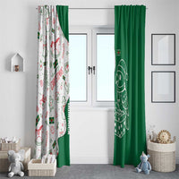 Dominica Christmas Window Curtain with Parrot Gift Box and Festive Pattern Design - Wonder Print Shop