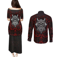 Blood Of Viking Warrior Couples Matching Puletasi Dress and Long Sleeve Button Shirts - Wonder Print Shop